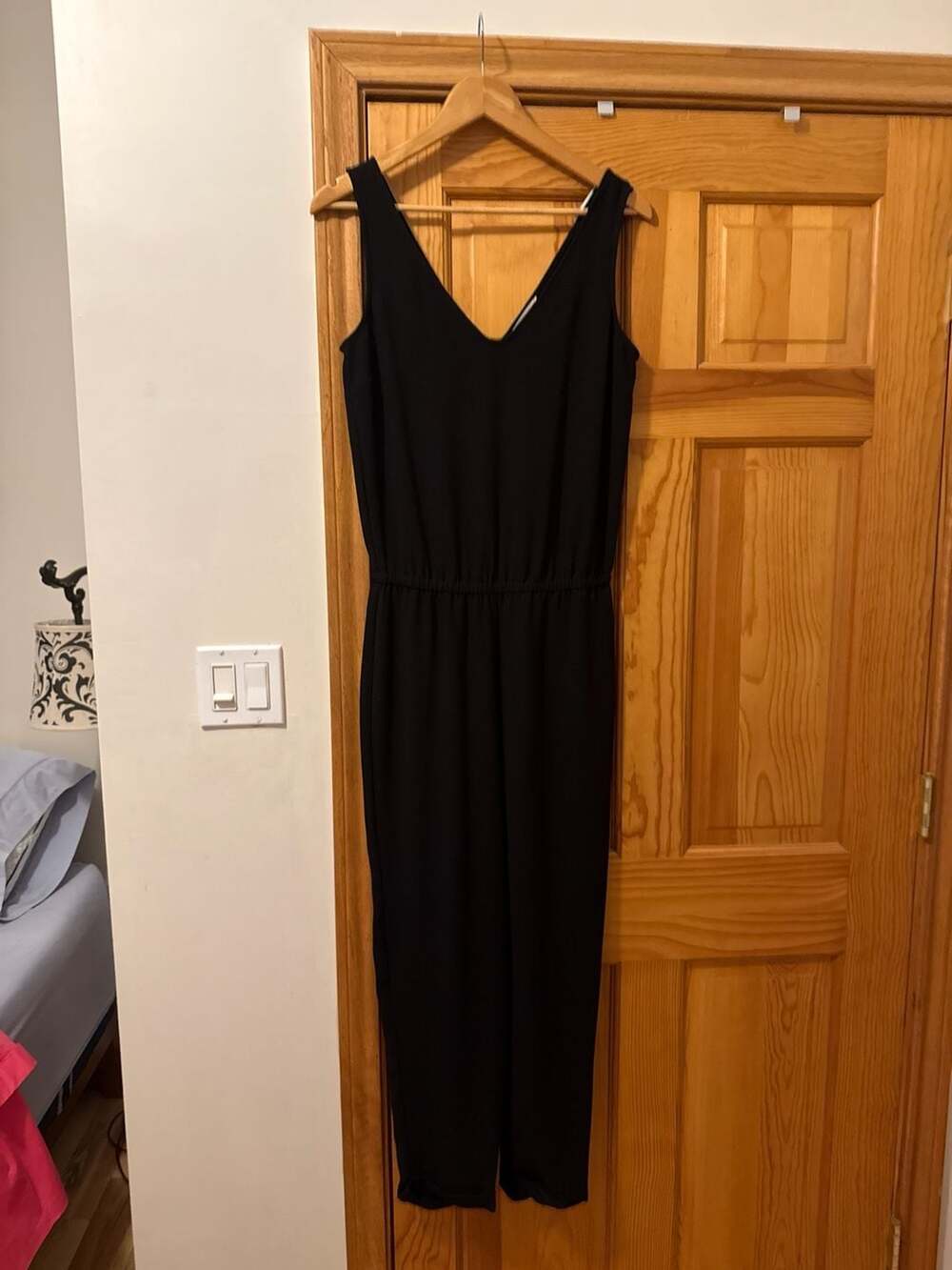 Marine Layer Black V-Neck Sleeveless Jumpsuit with Elastic Waist